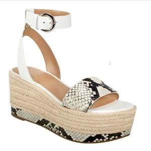 Black and White Snake Skin Print Espadrille Wedge Sandals by Mark Fisher 6.5 NEW